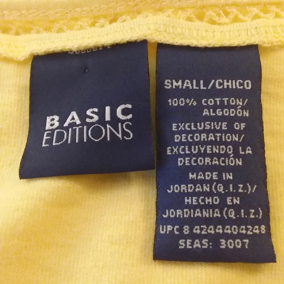 4/$20 Basic Edition Yellow Top with Lace Trim Design - Picture 9 of 10